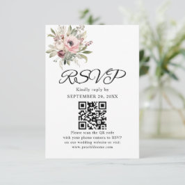 rustic watercolor floral bouquet RSVP kaartje