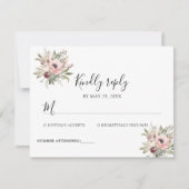 rustic watercolor floral bouquet RSVP kaartje (Voorkant)