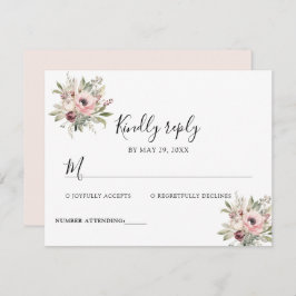 rustic watercolor floral bouquet RSVP kaartje