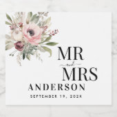 rustic watercolor floral bouquet sparkling wijnetiket (Enkel label)