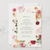 Rustic Watercolor Floral Sage Green Garden Wedding Kaart (Voorkant)