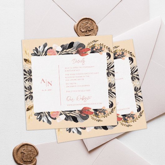 Rustic Watercolor Floral Wedding Details Info Informatiekaartje