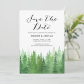 Rustic Watercolor Forest Evergreen Save the Date (Staand voorkant)