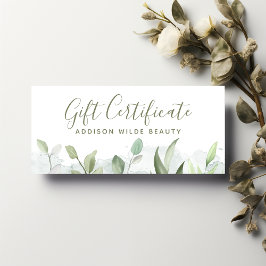 Rustic Watercolor Groene Giftcertificaat