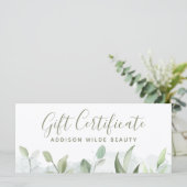Rustic Watercolor Groene Giftcertificaat (Staand voorkant)