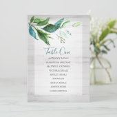 Rustic Watercolor Groene Huwelijks Zitplaatskaart Kaart (Staand voorkant)