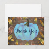 Rustic Watercolor Herfst Pompoen Blauw Bedankkaart (Voorkant / Achterkant)