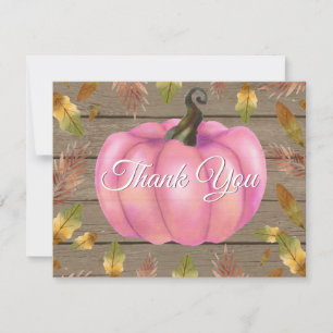Rustic Watercolor Herfst Pompoen Roze Bedankkaart