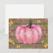 Rustic Watercolor Herfst Pompoen Roze Bedankkaart (Voorkant / Achterkant)