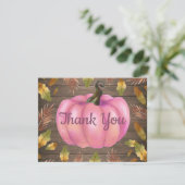 Rustic Watercolor Herfst Pompoen Roze Bedankkaart (Staand voorkant)