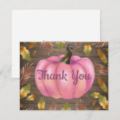 Rustic Watercolor Herfst Pompoen Roze Bedankkaart (Voorkant / Achterkant)