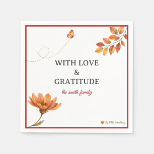 Rustic Watercolor Herfstloof Thanksgiving Servet