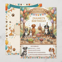 Rustic Watercolor Hond Verjaardagsfeestje Elke Lee