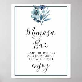 rustic watercolor illustration blue floral bouquet poster