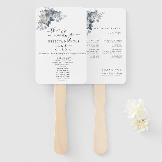 rustic watercolor illustration of a floral  handwaaier (Voorkant en achterkant)