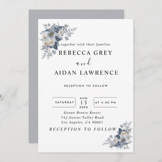 rustic watercolor illustration of a floral  kaart (Voorkant / Achterkant)