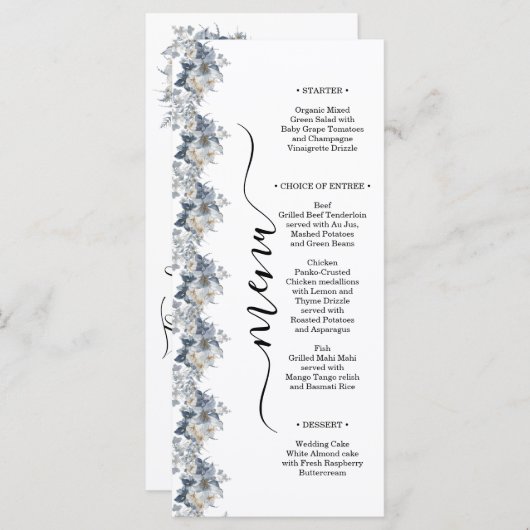 rustic watercolor illustration of a floral  menu (Voorkant / Achterkant)