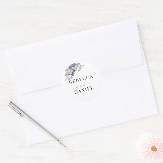 rustic watercolor illustration of a floral  ronde sticker (Envelop)