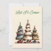 Rustic Watercolor Kerstbomen Laat het Sneeuwen Feestdagenkaart (Voorkant)