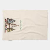 Rustic Watercolor Kerstbomen Laat het Sneeuwen Theedoek (Horizontaal)