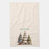 Rustic Watercolor Kerstbomen Laat het Sneeuwen Theedoek (Verticaal)