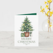 Rustic Watercolor Kerstboom Niet-Foto Kaart (Gele Bloem)
