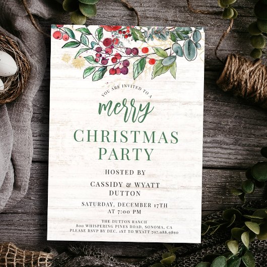 Rustic Watercolor Kerstfeest Kaart