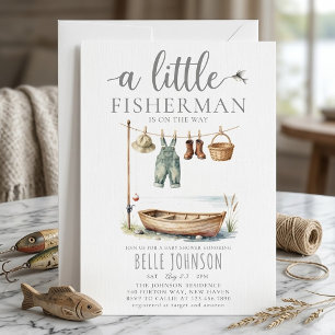 Rustic Watercolor Kleine Visser Baby Shower Kaart