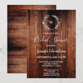 Rustic watercolor leaves monogram Bridal Shower Kaart (Voorkant / Achterkant)