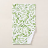  Rustic Watercolor Leaves Sage Green &White Bad Handdoek (Handdoek)