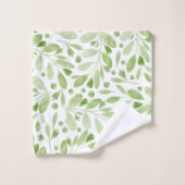  Rustic Watercolor Leaves Sage Green &White Bad Handdoek (Wasdoekje)