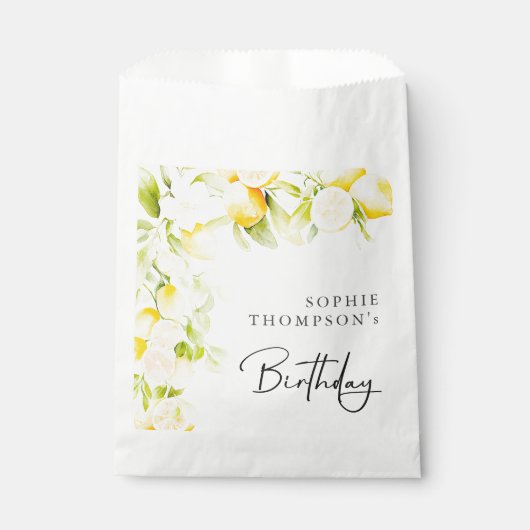 Rustic watercolor lemons birthday bedankzakje (Voorkant)