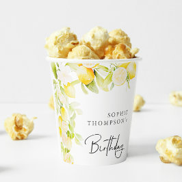 Rustic watercolor lemons birthday papieren bekers