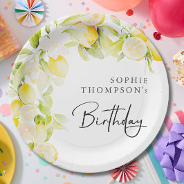 Rustic watercolor lemons birthday papieren bordje