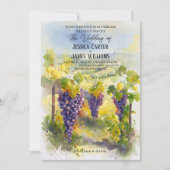Rustic Watercolor Lemons Grapes Vineyard Wedding Kaart (Voorkant)