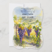 Rustic Watercolor Lemons Grapes Vineyard Wedding Kaart (Voorkant)