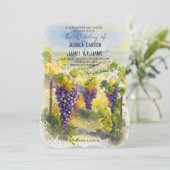 Rustic Watercolor Lemons Grapes Vineyard Wedding Kaart (Staand voorkant)