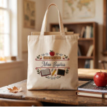 Rustic Watercolor Leraren Tas, Naam op Maat
