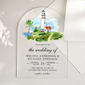 Rustic Watercolor Lighthouse Nautical Wedding Acryl Uitnodigingen