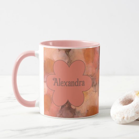 Rustic Watercolor Madelbloem Bloemmotief Mok (Met donut)
