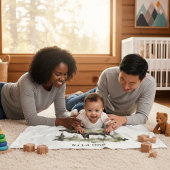 Rustic Watercolor Moose | Little One Personalized  Fleece Deken