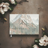 Rustic Watercolor Mountain Copper Brown Wedding Gastenboek