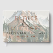 Rustic Watercolor Mountain Copper Brown Wedding Gastenboek (Voorkant)