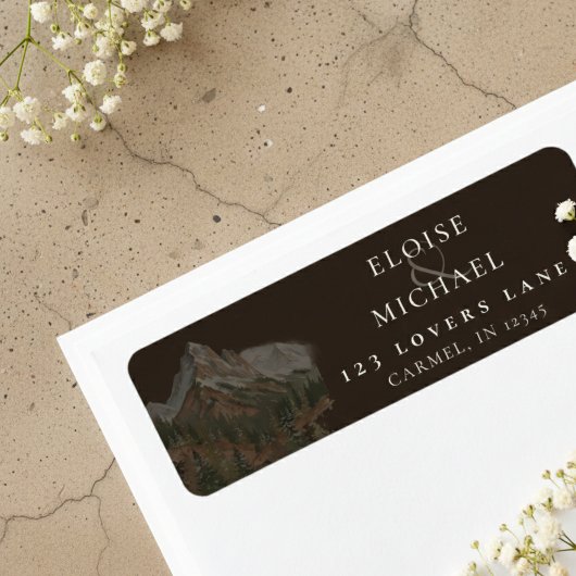 Rustic Watercolor Mountain Landscape Wedding Etiket