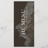 Rustic Watercolor Mountain Landscape Wedding Menu (Achterkant)
