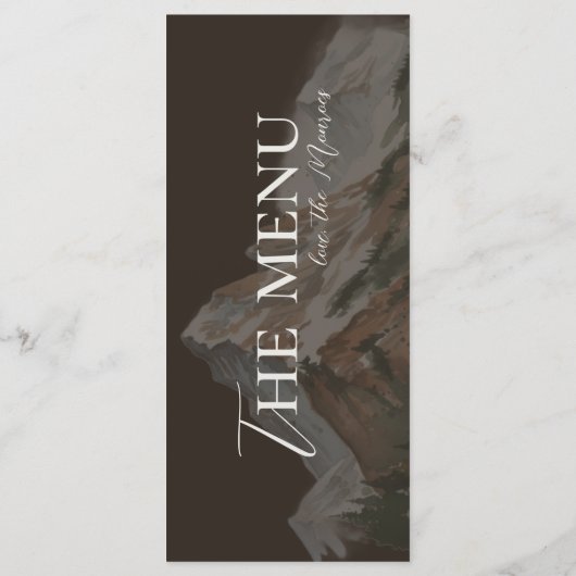 Rustic Watercolor Mountain Landscape Wedding Menu (Achterkant)