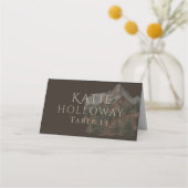 Rustic Watercolor Mountain Landscape Wedding Plaatskaartje (Achterkant)