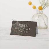 Rustic Watercolor Mountain Landscape Wedding Plaatskaartje (Voorkant)