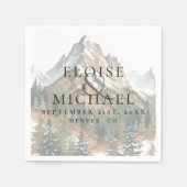 Rustic Watercolor Mountain Landscape Wedding Servet (Voorkant)