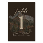 Rustic Watercolor Mountain Wedding Table Number Kaart (Voorkant)